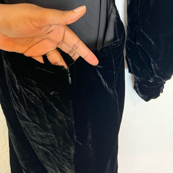 NEW FAME AND PARTNERS Velvet Long Sleeve Mock Midi Dress - Picture 8 of 11